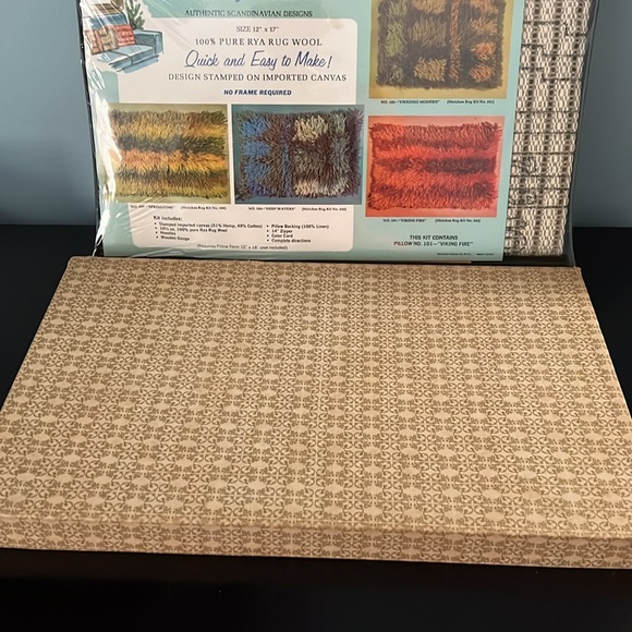 VINTAGE Bucilla Rya Pillow Kit - Viking Fire BRAND NEW/SEALED - Picture 2 of 4